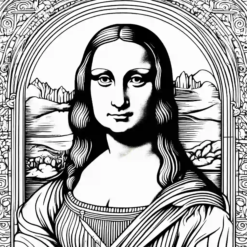 Mona Lisa by Leonardo da Vinci coloring pages